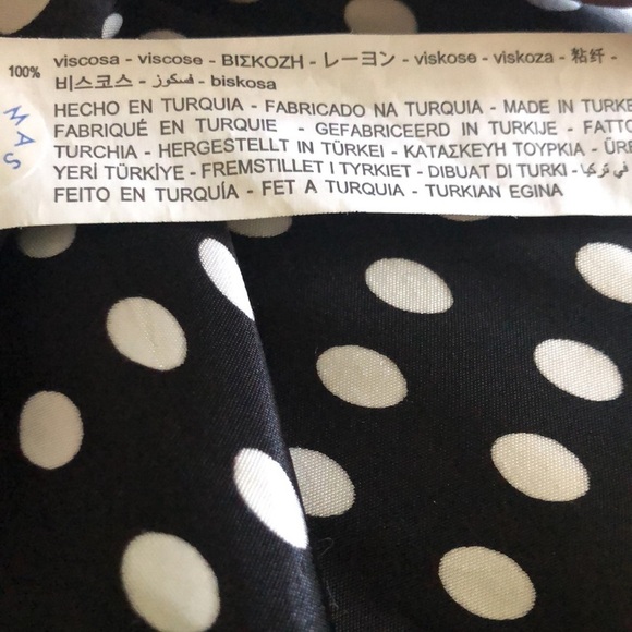 Zara Silky Draped Neck Slip Midi Dress Sz. XL Polka Dot Black White Date Nite - Picture 7 of 8